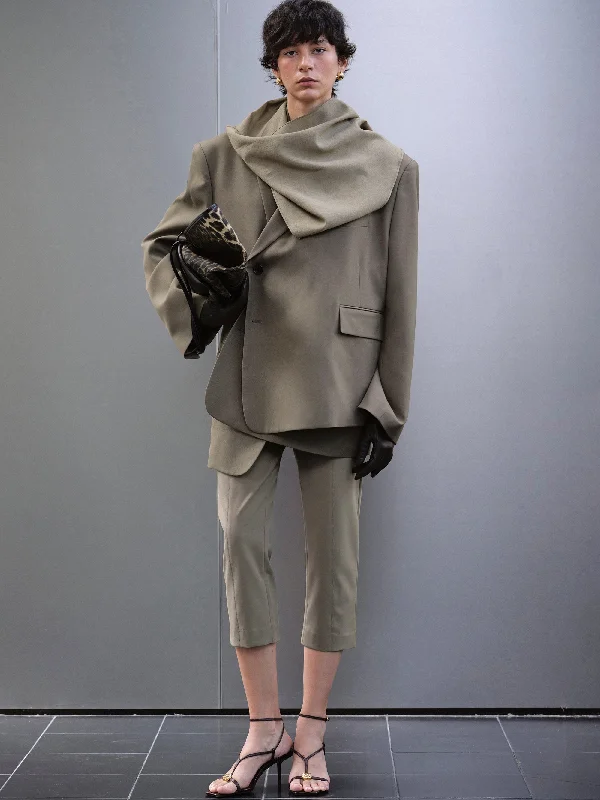 Offset Wrap Blazer, Khaki