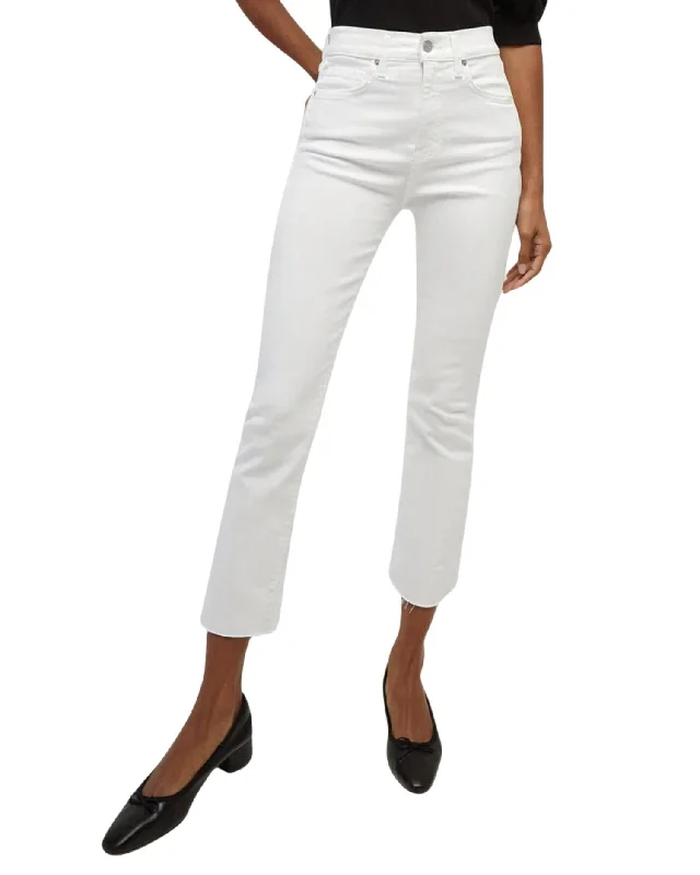 Carly Kick Flare Raw Hem Jeans In White